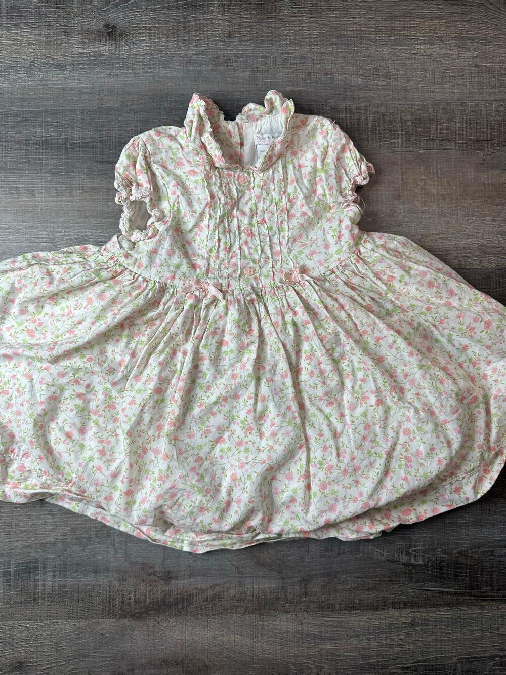 Piper & Posie Vntg Inspired Floral Cottagecore Dress & Bloomers 100% Cotton 24M